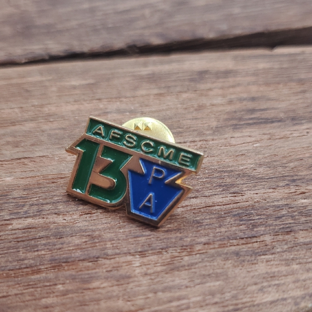 AFSCME 13PA Enamel Pin - Green & Blue B454